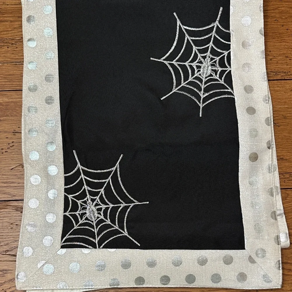 Black and Silver Spider Web Table Runner